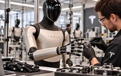 Руки Tesla Optimus собирают вручную из сотни деталей