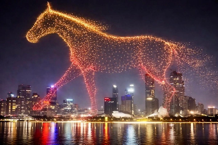 Лошадь из дронов и город, который репетирует праздник