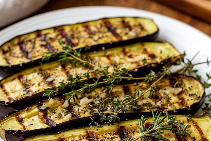 Баклажаны на гриле с чесноком и тимьяном