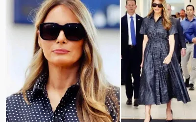 Мелания Трамп пришла голосовать в платье Dior и поделилась моментом с сыном Бароном