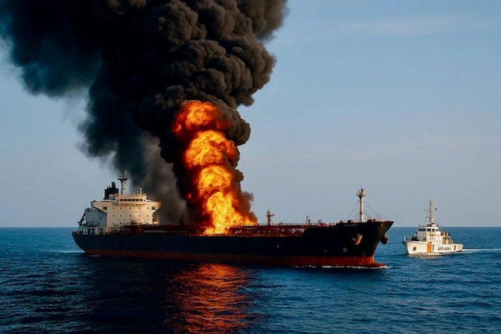 Танкер Kairos загорелся в Чёрном море у берегов Турции