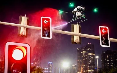 В Дубае в рамках пилотного проекта RTA начали очищать светофоры дронами