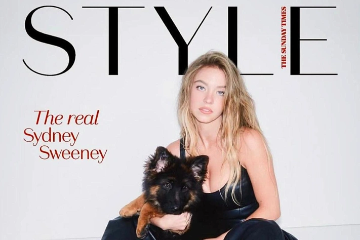 Сидни Суини: нежность, сталь и щенок на обложке The Sunday Times Style