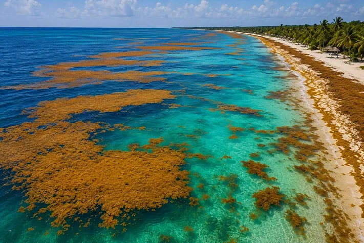 Карибское море пережило рекорд саргассума