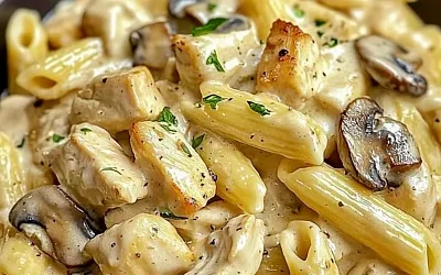 Сливочная паста с курицей и грибами