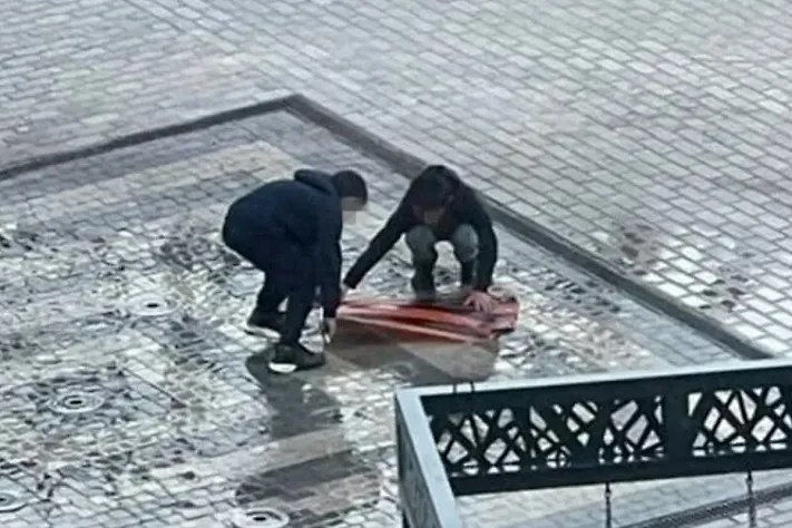 В Обнинске дети осквернили огромную георгиевскую ленту