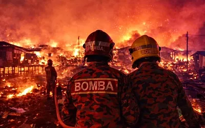 Пожар в Сандакане оставил без жилья тысячи жителей