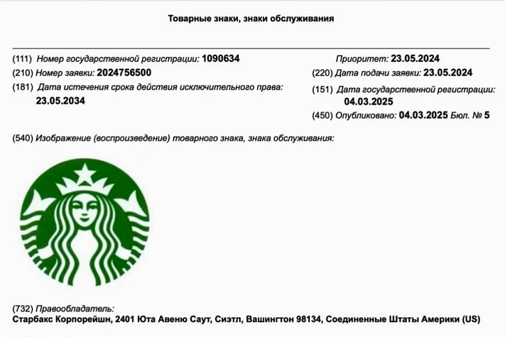 Starbucks возвращается в Россию? Роспатент зарегистрировал товарный знак компании