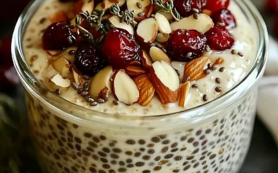 Клюквенный миндальный овёс для завтрака