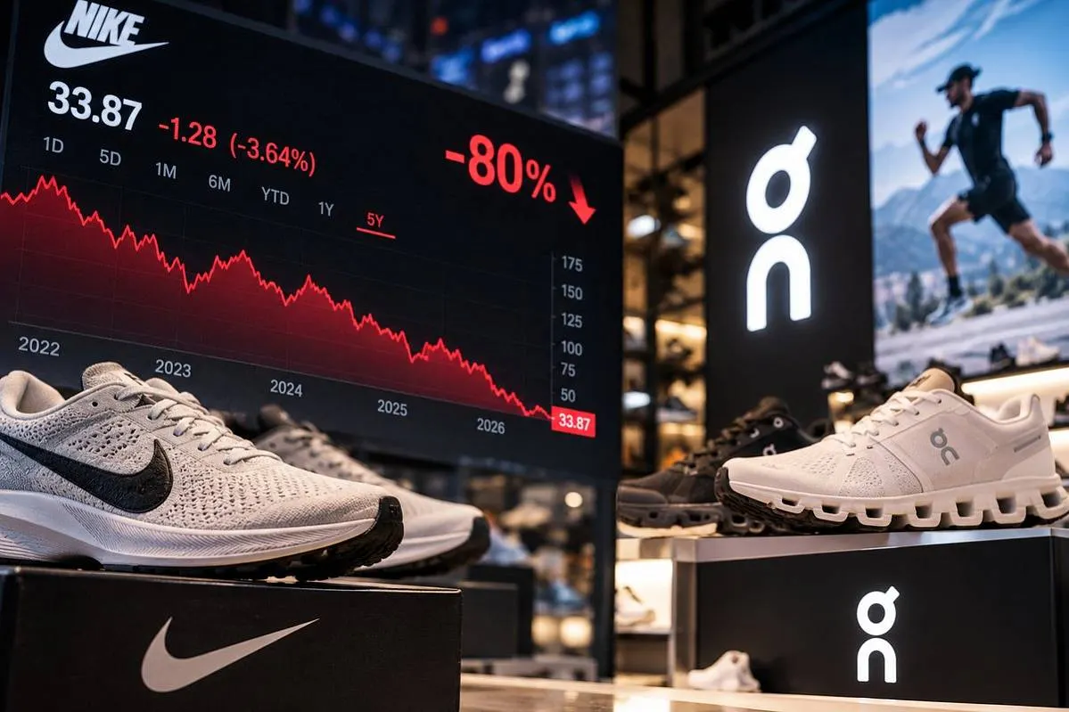 Nike потеряла 80% от пика, пока On растёт