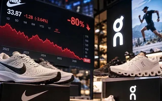 Nike потеряла 80% от пика, пока On растёт