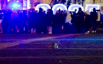 В новогоднюю ночь часть Дворцовой площади в Петербурге оцепили