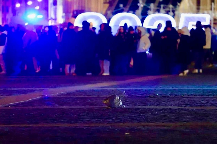 В новогоднюю ночь часть Дворцовой площади в Петербурге оцепили