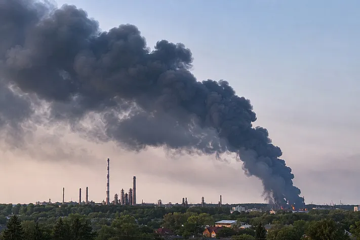 В Липецке после ночной атаки загорелась промплощадка