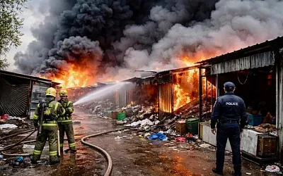 В Сергиевом Посаде загорелся рынок «Щедруха» 