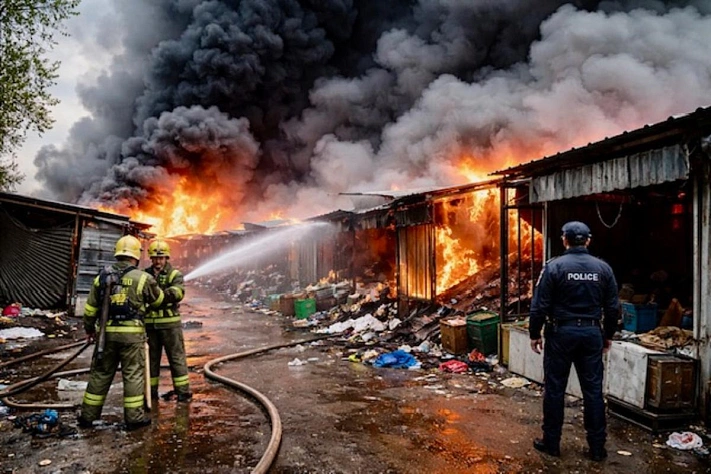 В Сергиевом Посаде загорелся рынок «Щедруха» 