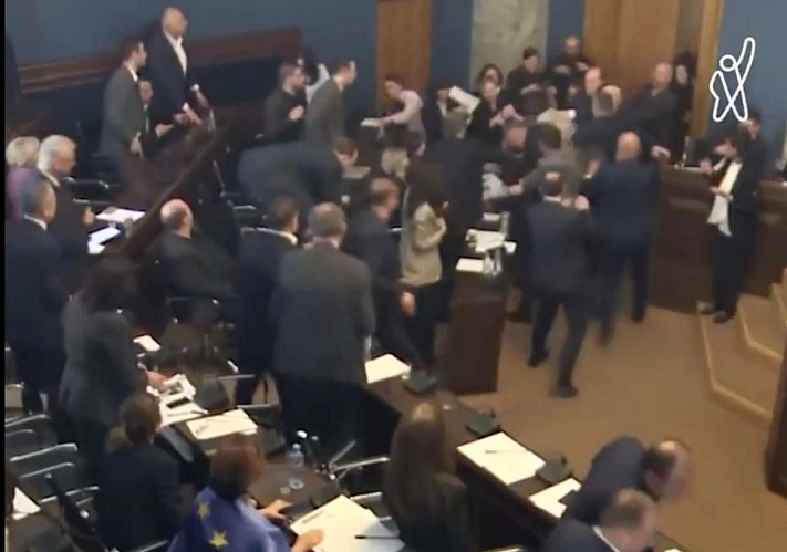 Депутаты грузинского парламента подрались на заседании по закону об иноагентах