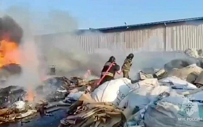 Пожар на складе макулатуры в Ростове-на-Дону: площадь возгорания достигла 1800 кв. м