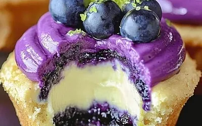  Капкейки с черничным чизкейком и лаймом