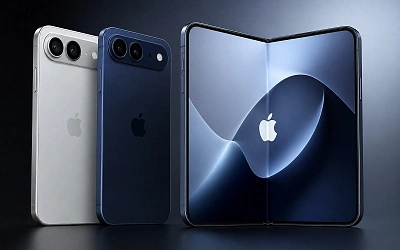 Складной iPhone показали в серебристом и тёмно-синем