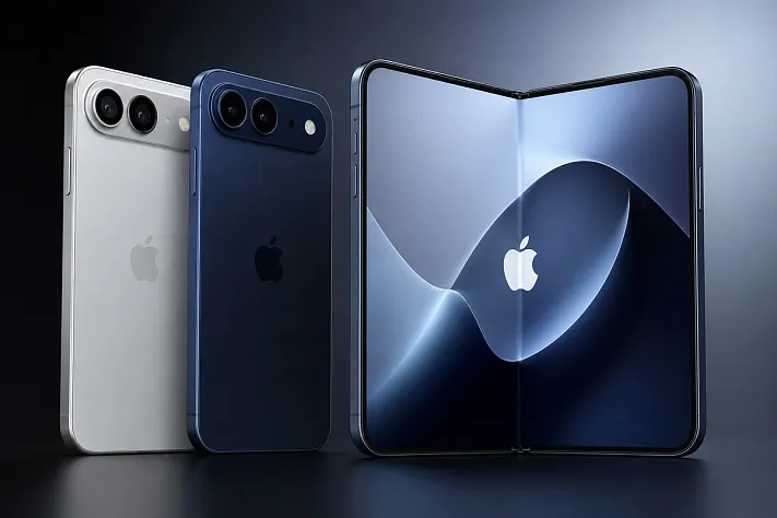 Складной iPhone показали в серебристом и тёмно-синем