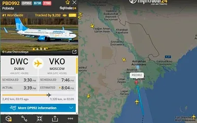 Пассажирский Boeing 737 подал сигнал бедствия над Каспийским морем