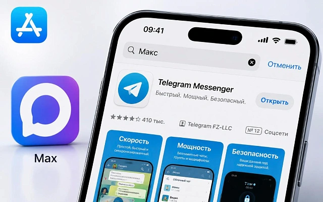 Telegram занял место Max в поиске App Store