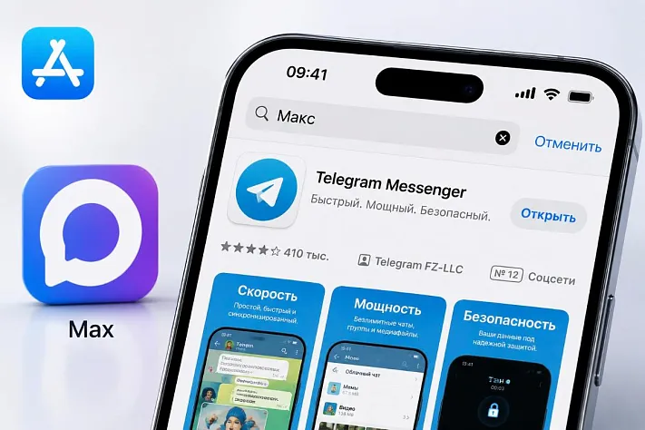 Telegram занял место Max в поиске App Store