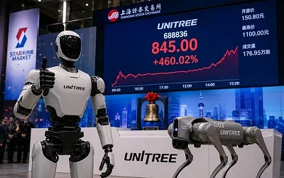Unitree взлетела на 460% в первый день торгов