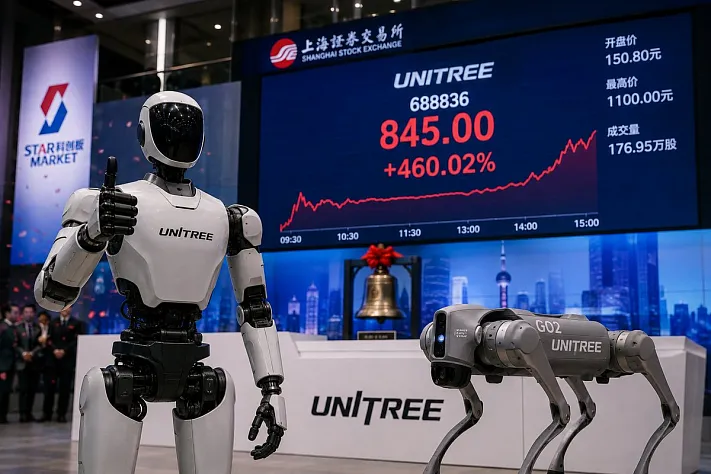 Unitree взлетела на 460% в первый день торгов