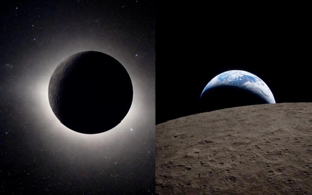 NASA показало редкие кадры затмения и земного «заката» с орбиты Луны