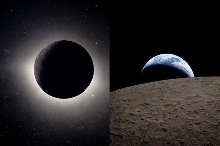 NASA показало редкие кадры затмения и земного «заката» с орбиты Луны