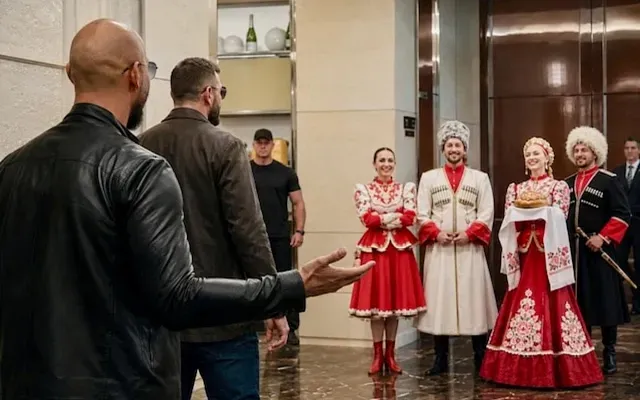 Тейтов встретили в Москве караваем и танцами