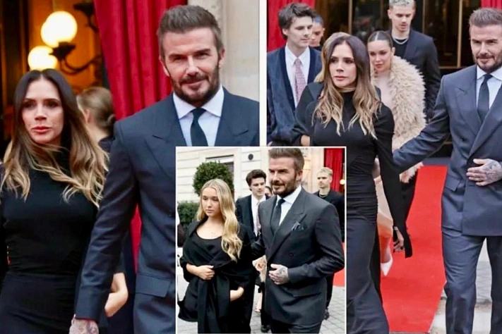 Семья Бекхэмов вышла в Париже без Бруклина и показала «единый фронт»