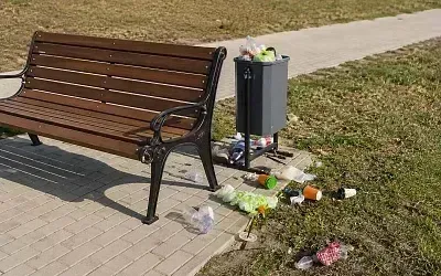 В Слуцке мусор на аллее связали с нехваткой урн