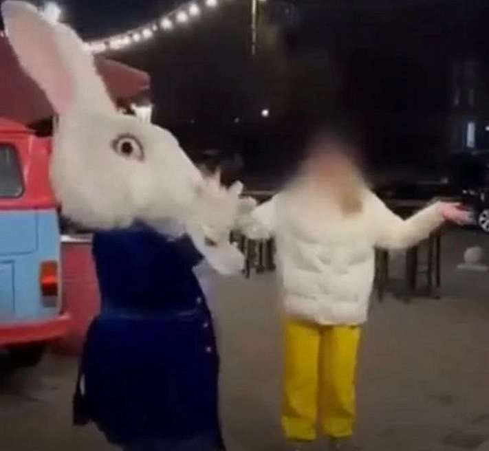 В Красноярске наряженная в кролика женщина надавала по голове местному выпивохе