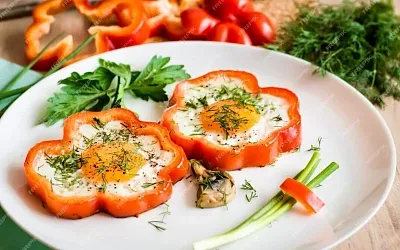 Яичница в сладком перце — быстрый и вкусный завтрак