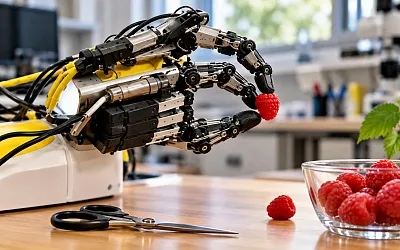 Роботизированная кисть берёт малину и может держать ножницы