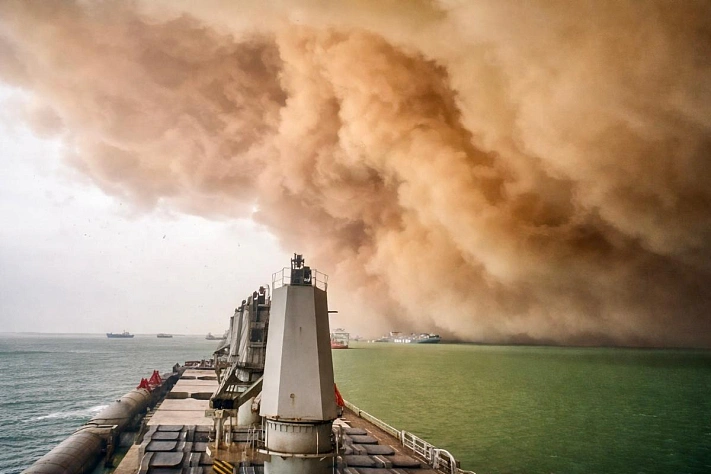 Пыльная буря ухудшила видимость у Суэцкого канала