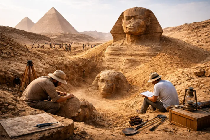 В песках Гизы снова ищут скрытого Сфинкса