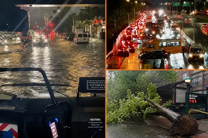 Ливень в Нью-Йорке оставил машины под водой