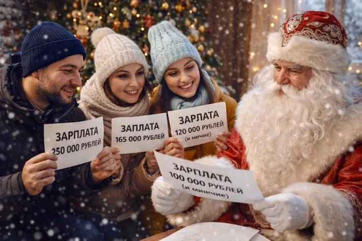 Россияне назвали зарплату, которую попросили бы у Деда Мороза