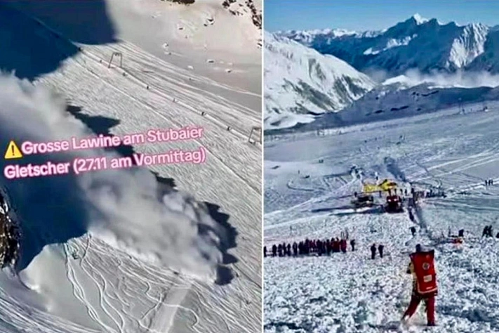 Лавина на леднике Штубай накрыла группу лыжников
