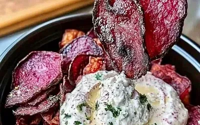 Жареные свекольные чипсы со взбитой фетой: полезный и вкусный рецепт