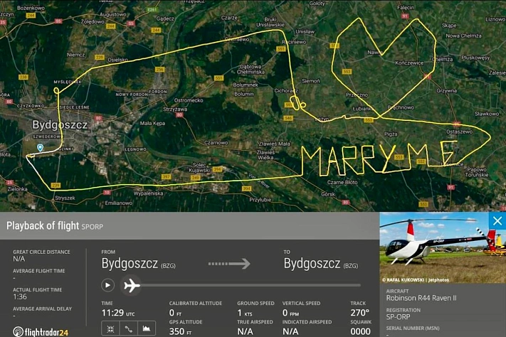 Как Flightradar помог сделать предложение: романтичная история из Польши
