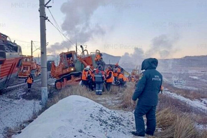 Столкновение грузовых поездов на Забайкальской железной дороге