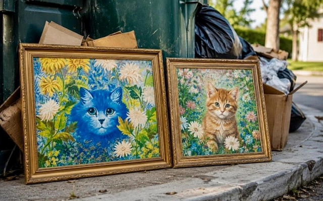Картины с кошками достали из мусорки и продали за £16 тысяч