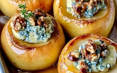 Печёные яблоки с голубым сыром и мёдом