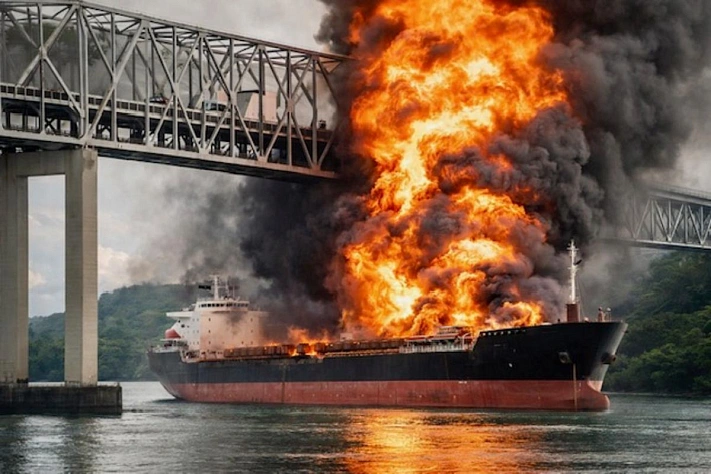 В Панамском канале взорвался танкер, мост перекрыт