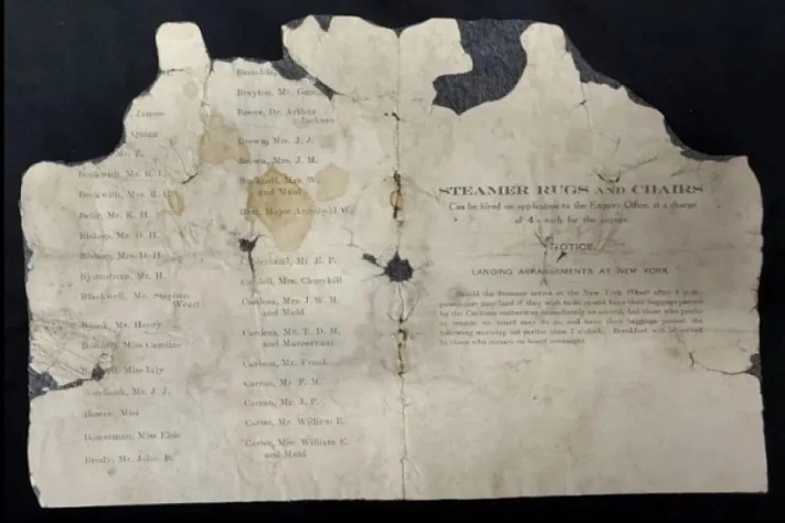 Архив «Титаника» с пассажирским списком первого класса выставлен на аукцион